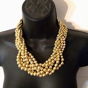 Metallic Gold 6 Strand Bead Statement Necklace